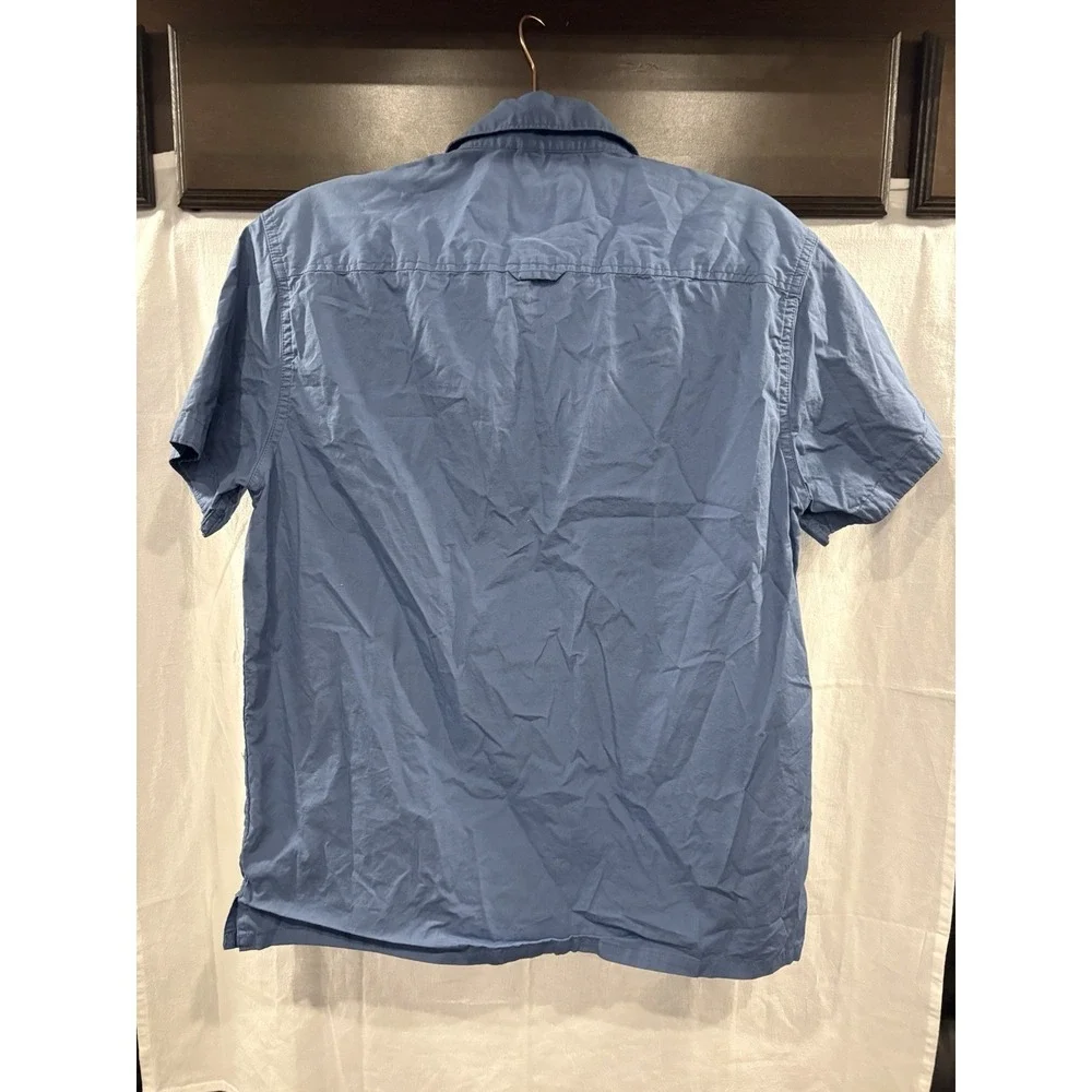 Nickel & Iron New York Mens Medium Blue Short Sleeve Button Up Shirt 100% Cotton